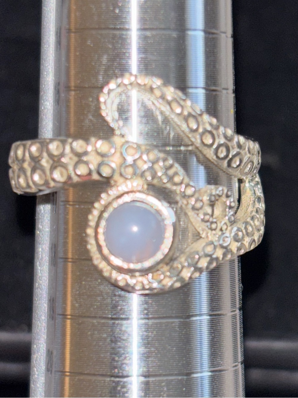 Sterling Silver Octopus Wrap Ring with Moonstone Accent - Size 8